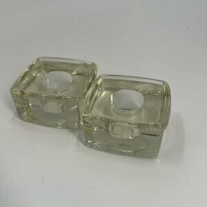 Vintage glass square candle holders